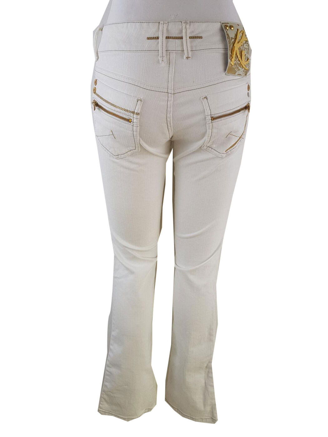 20190730_155651.jpg River island Rozmiar 34 Kolor Biały Spodnie Casual Materiał Bawełna