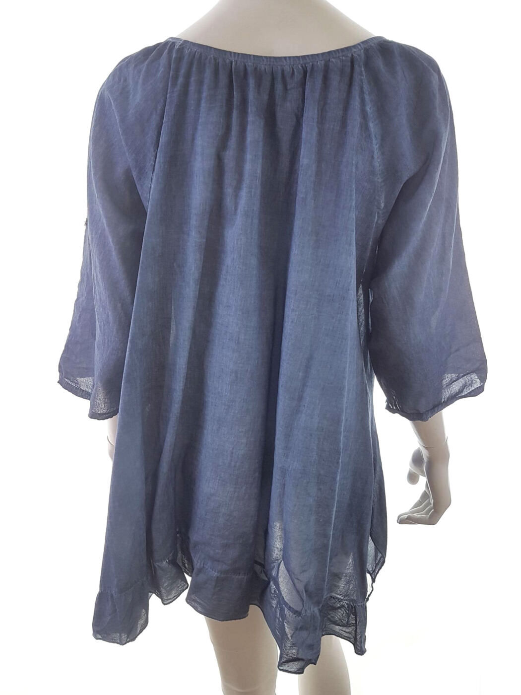 Italy Rozmiar XL/XXL Kolor Granatowy Okrągły dekolt Tunika Bluzka Rękaw 3/4 Italy Rozmiar XL/XXL Kolor Granatowy Okrągły dekolt Tunika Bluzka Rękaw 3/4