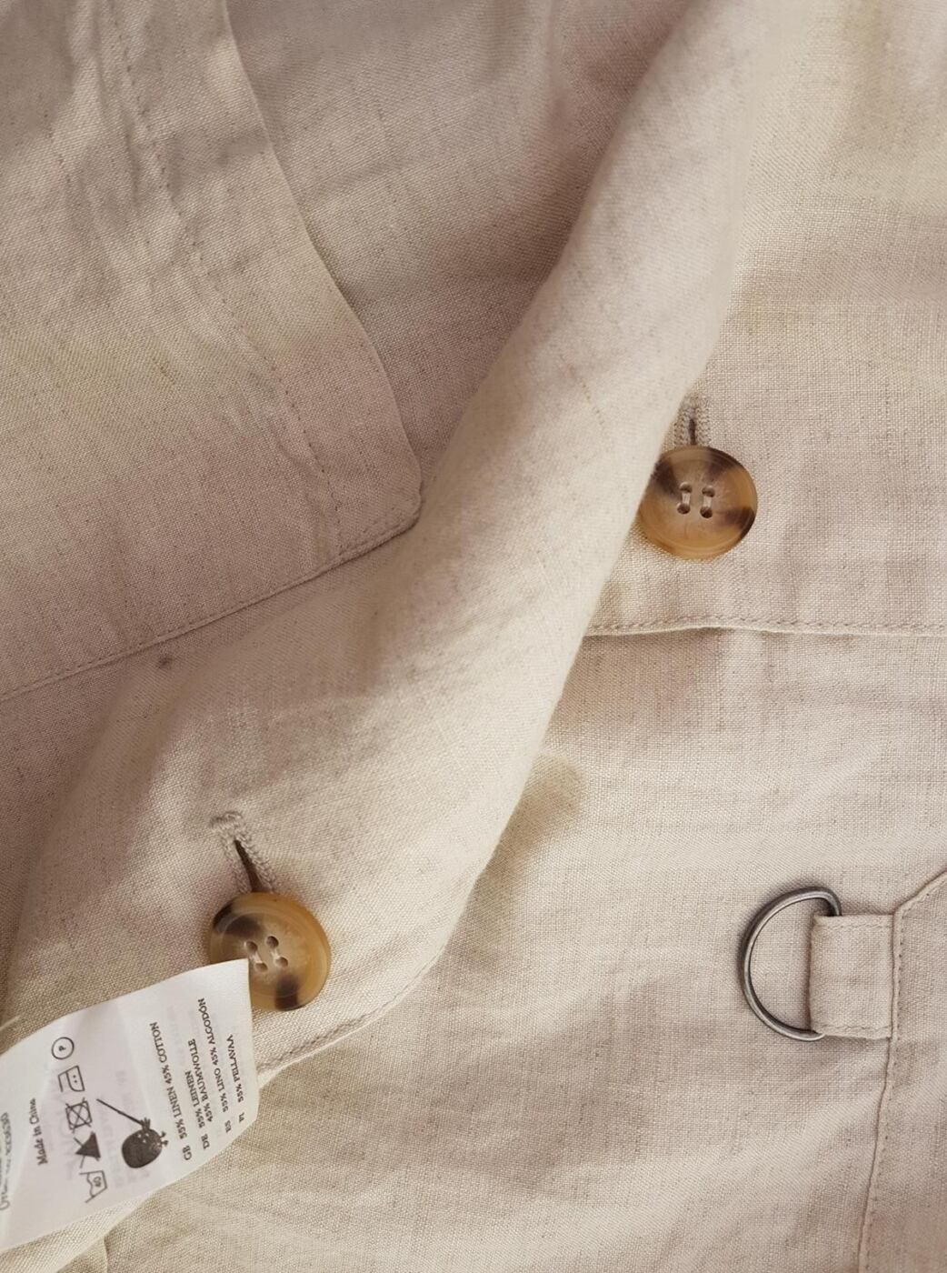 20190801_122337.jpg Monki Rozmiar XL Kolor Kremowy Kołnierz Żakiet z zapięciem Długi rękaw Materiał Len