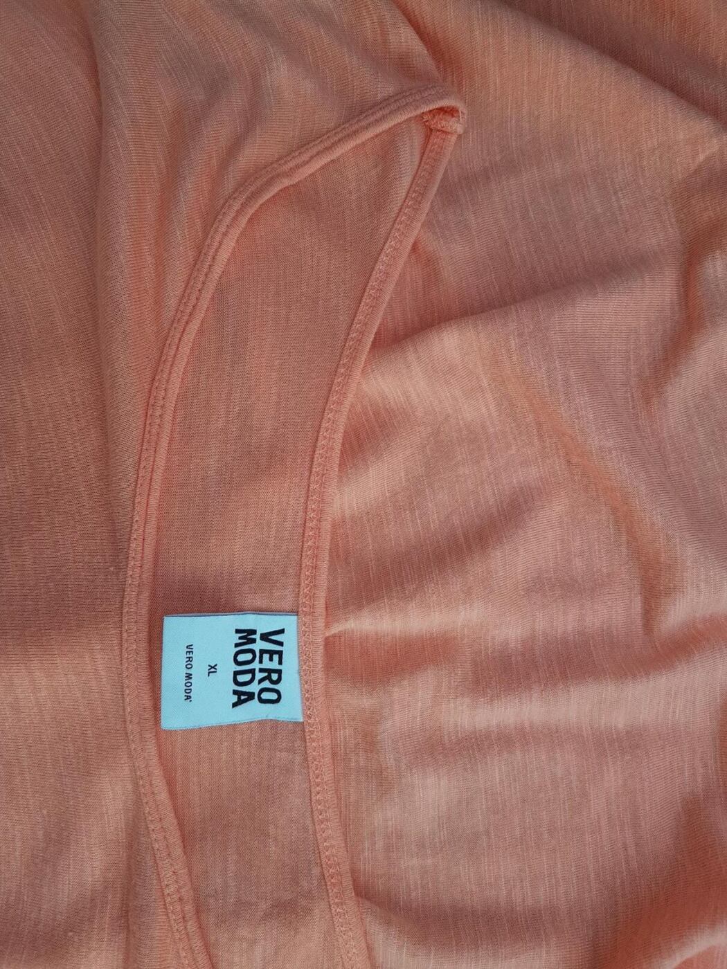 Vero moda Rozmiar XL Kolor Pomarańczowy W łódkę Tunika Bluzka Krótki rękaw Materiał Wiskoza