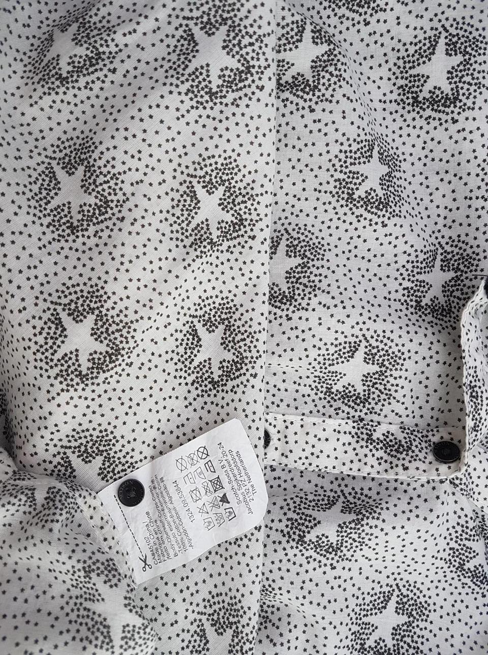20190802_132527.jpg Maison scotch Rozmiar S Kolor Biały Geometryczny W serek Bluzka Zapinana Rękaw 3/4 Materiał Bawełna
