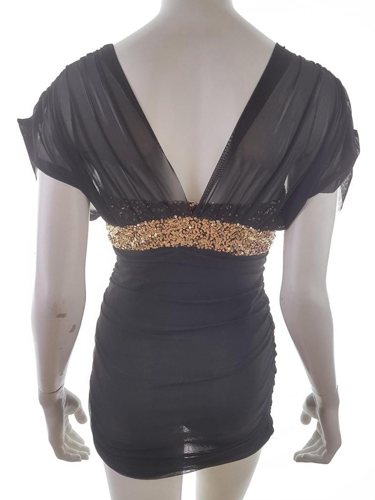 taste Rozmiar XXS Kolor Czarny Dekolt Serce Sukienka Bodycon Krótki rękaw Krótka