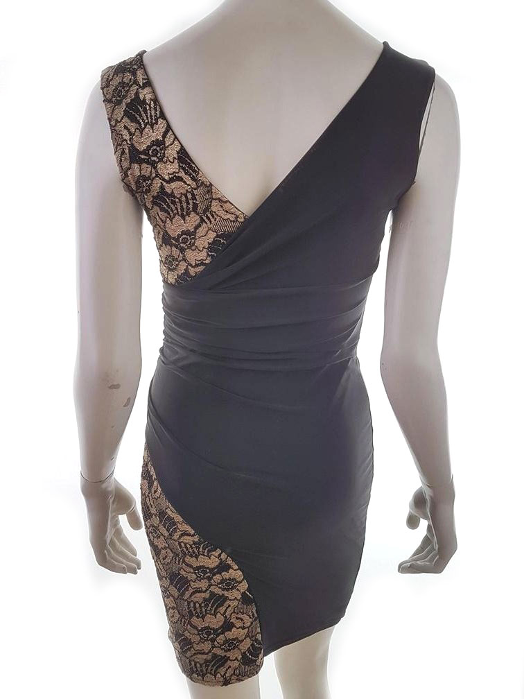 DIVA Rozmiar 38 (10) Kolor Czarny Okrągły dekolt Sukienka Bodycon Bezrękawnik Do Kolan