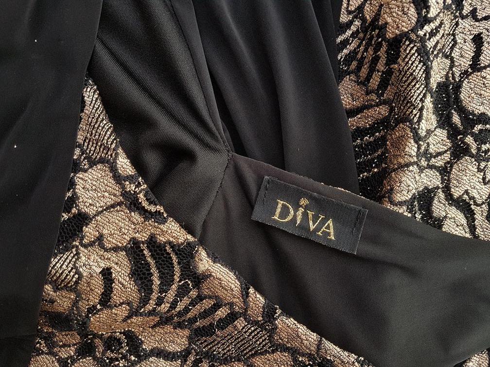 DIVA Rozmiar 38 (10) Kolor Czarny Okrągły dekolt Sukienka Bodycon Bezrękawnik Do Kolan
