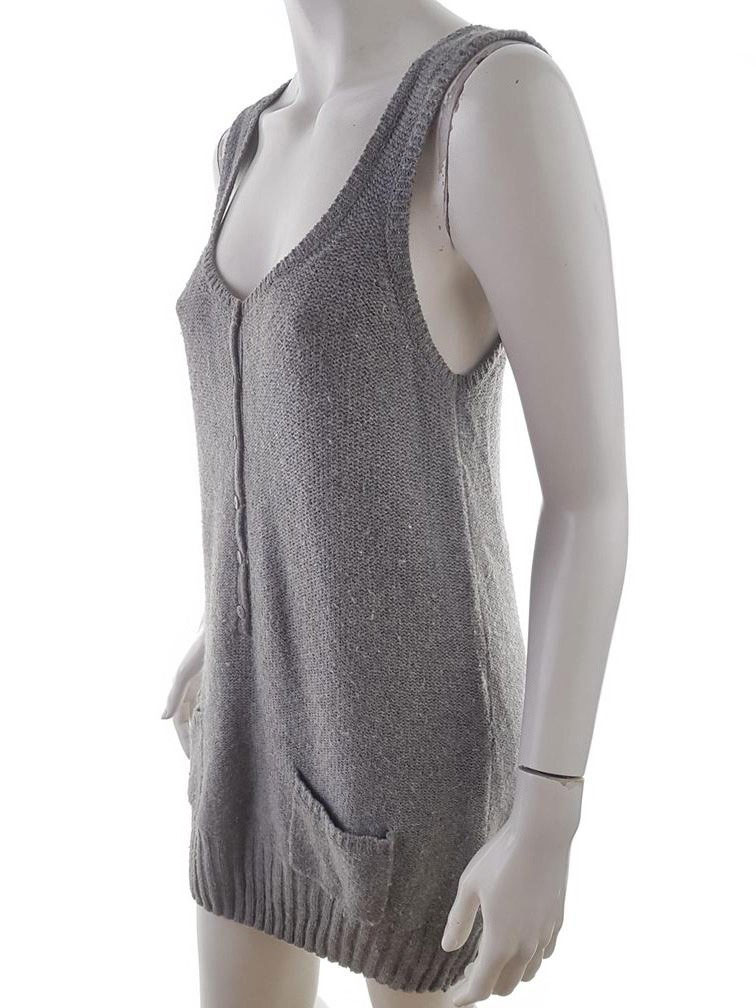 Topshop Rozmiar 38 (10) Kolor Szary Dekolt U Sukienka Sweterkowa Bezrękawnik Krótka Materiał Bawełna Topshop Rozmiar 38 (10) Kolor Szary Dekolt U Sukienka Sweterkowa Bezrękawnik Krótka Materiał Bawełna