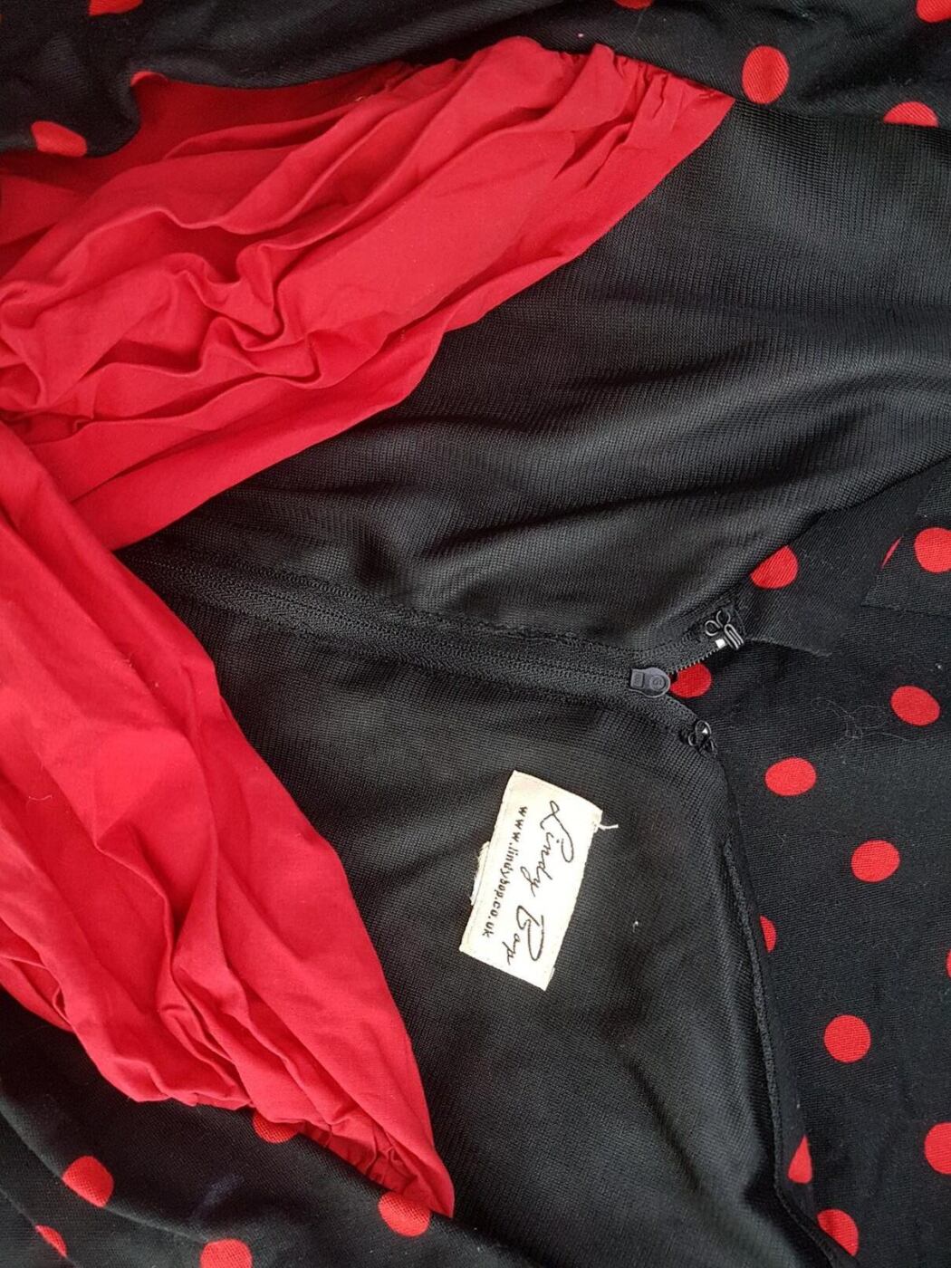 Lindy Bop Vintage Rozmiar S Kolor Czarny Grochy Dekolt Serce Sukienka A-Line Bezrękawnik Do Kolan