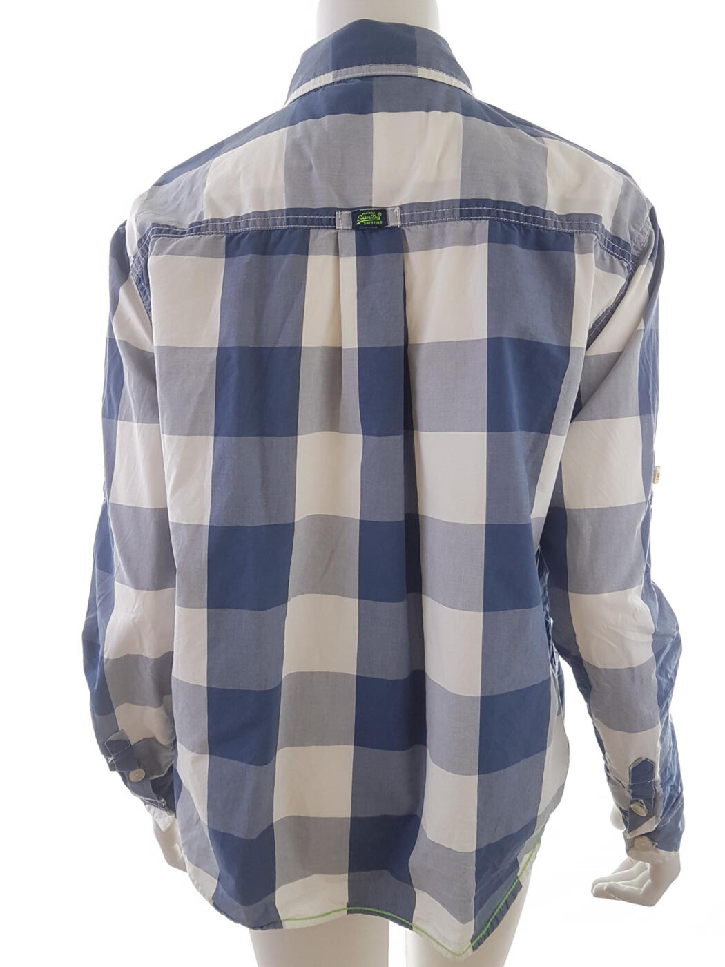 20190808_121607.jpg Superdry Rozmiar L Kolor Niebieski Krata Kołnierz Koszula Zapinana Bluzka Długi rękaw Materiał Bawełna 100%
