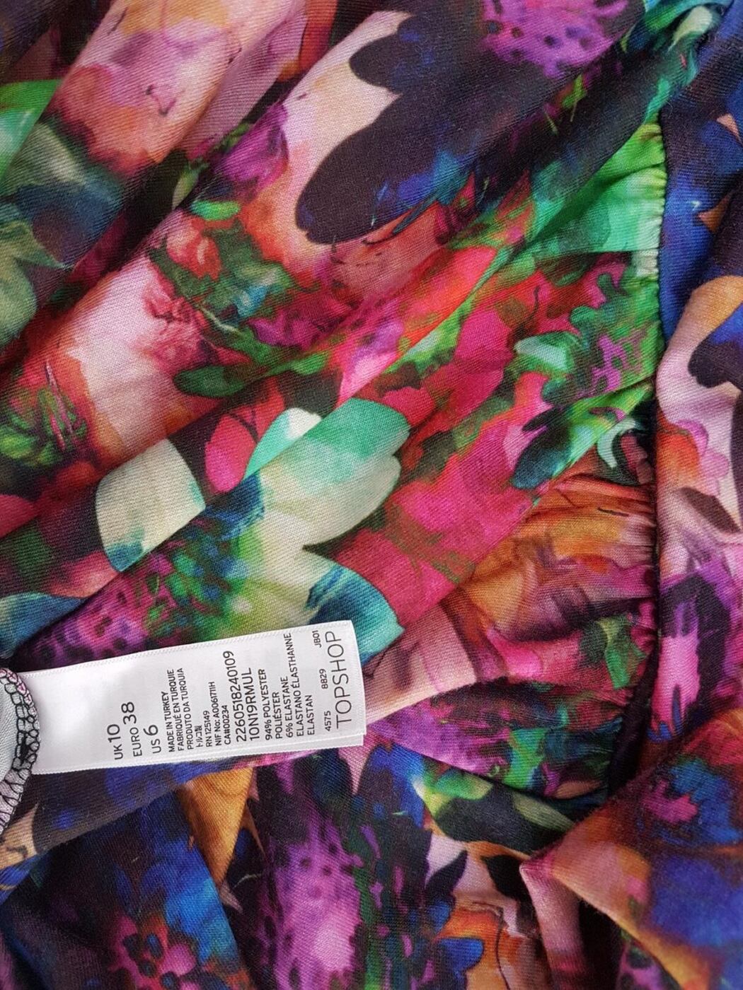 Topshop Rozmiar 38 Kolor Fioletowy Okrągły dekolt Sukienka Mini Bezrękawnik Krótka