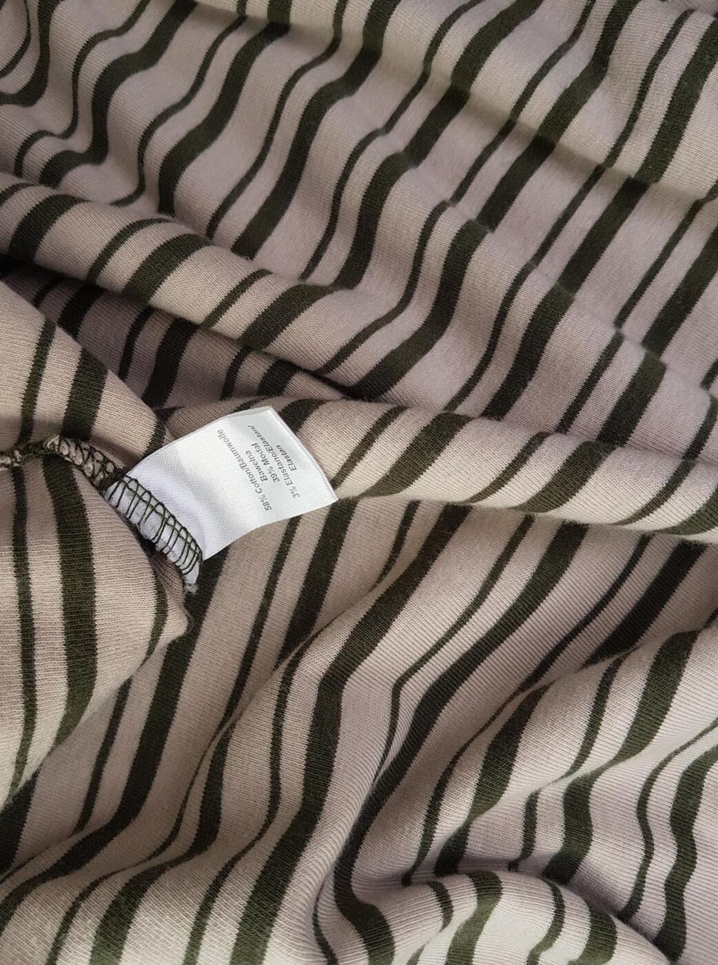 20190808_124730.jpg Cynthia Rowley Rozmiar L Kolor Beżowy Pasy Okrągły dekolt Bluzka Rękaw 3/4 Materiał Bawełna