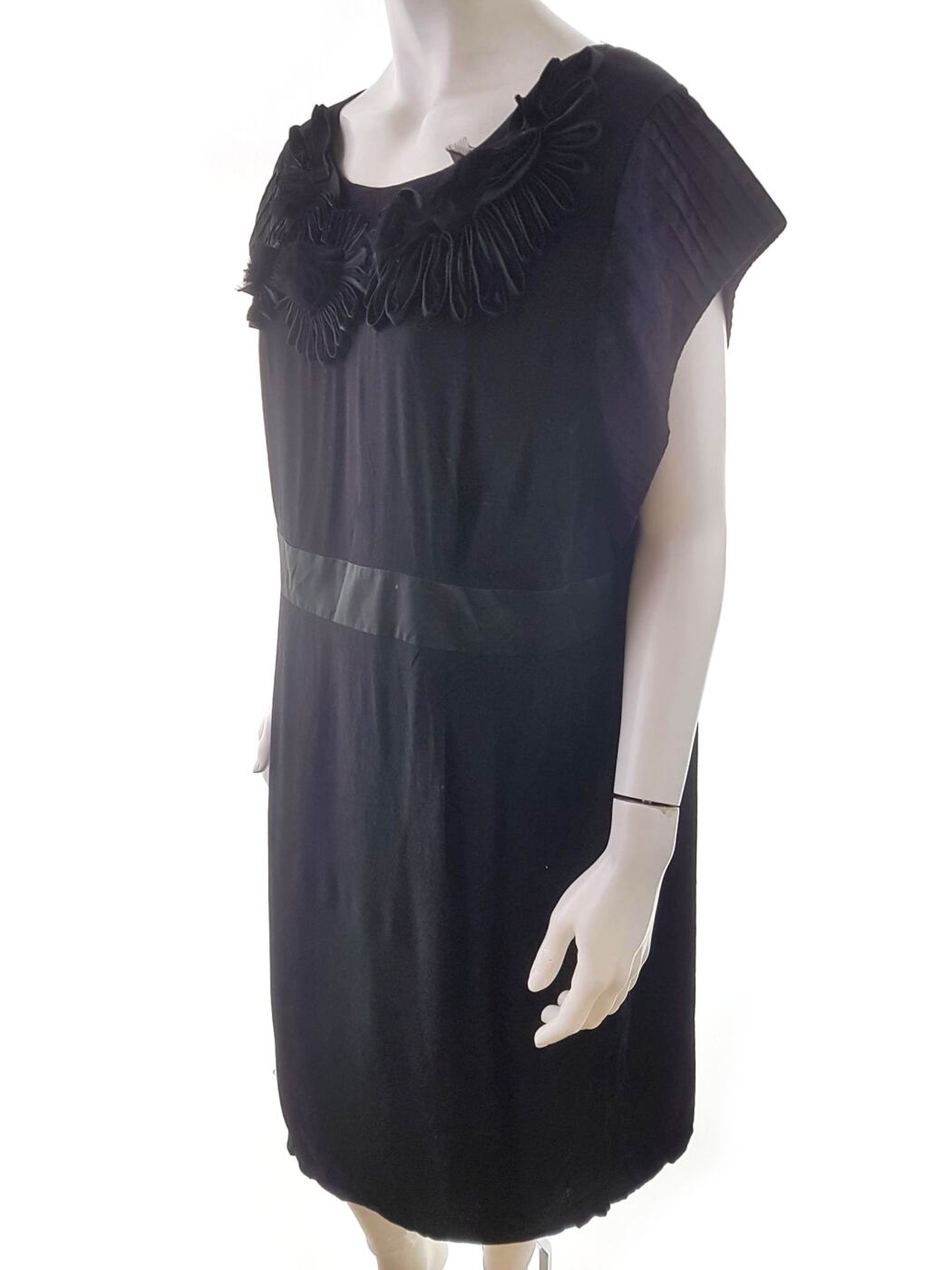 Gallery Rozmiar 48 Kolor Czarny Okrągły dekolt Sukienka Sheath Krótki rękaw Midi Materiał Wiskoza 100% Gallery Rozmiar 48 Kolor Czarny Okrągły dekolt Sukienka Sheath Krótki rękaw Midi Materiał Wiskoza 100%