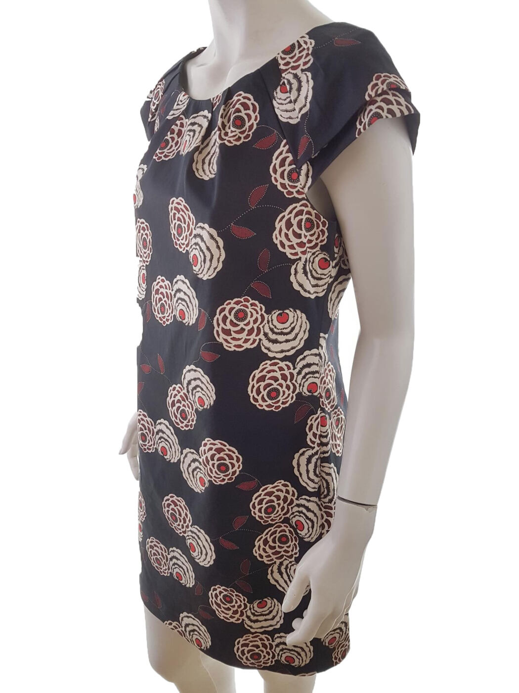 Oasis Rozmiar 38 Kolor Czarny W łódkę Sukienka A-Line Krótki rękaw Do Kolan Oasis Rozmiar 38 Kolor Czarny W łódkę Sukienka A-Line Krótki rękaw Do Kolan