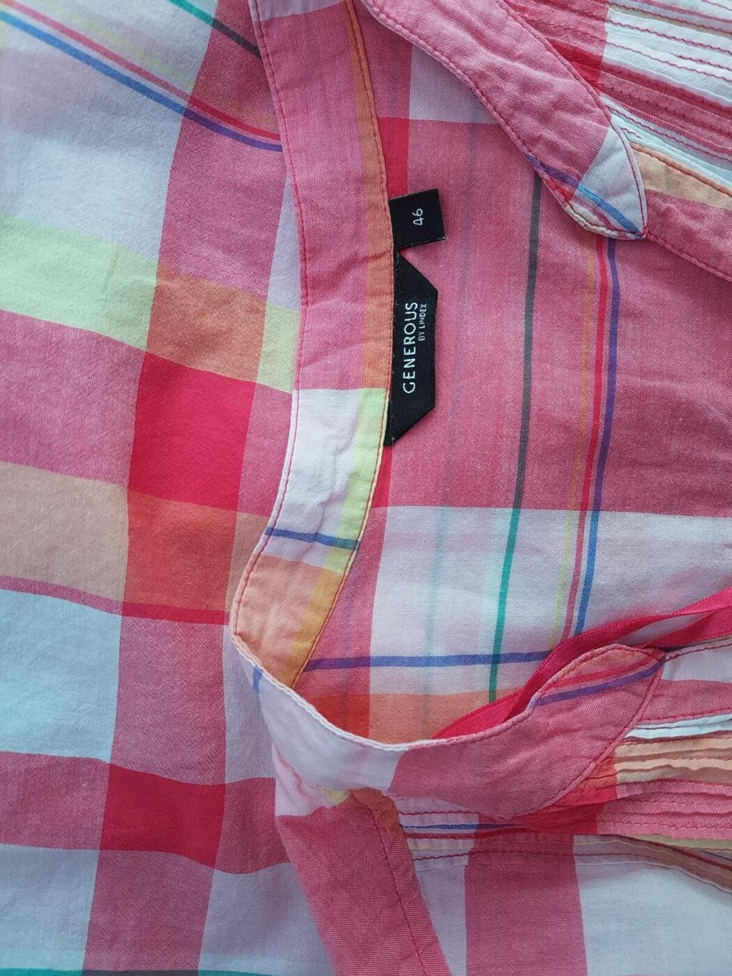 Generous by lindex Rozmiar 46 Kolor Różowy Krata W serek Tunika Zapinana Bluzka Długi rękaw Materiał Bawełna Generous by lindex Rozmiar 46 Kolor Różowy Krata W serek Tunika Zapinana Bluzka Długi rękaw Materiał Bawełna