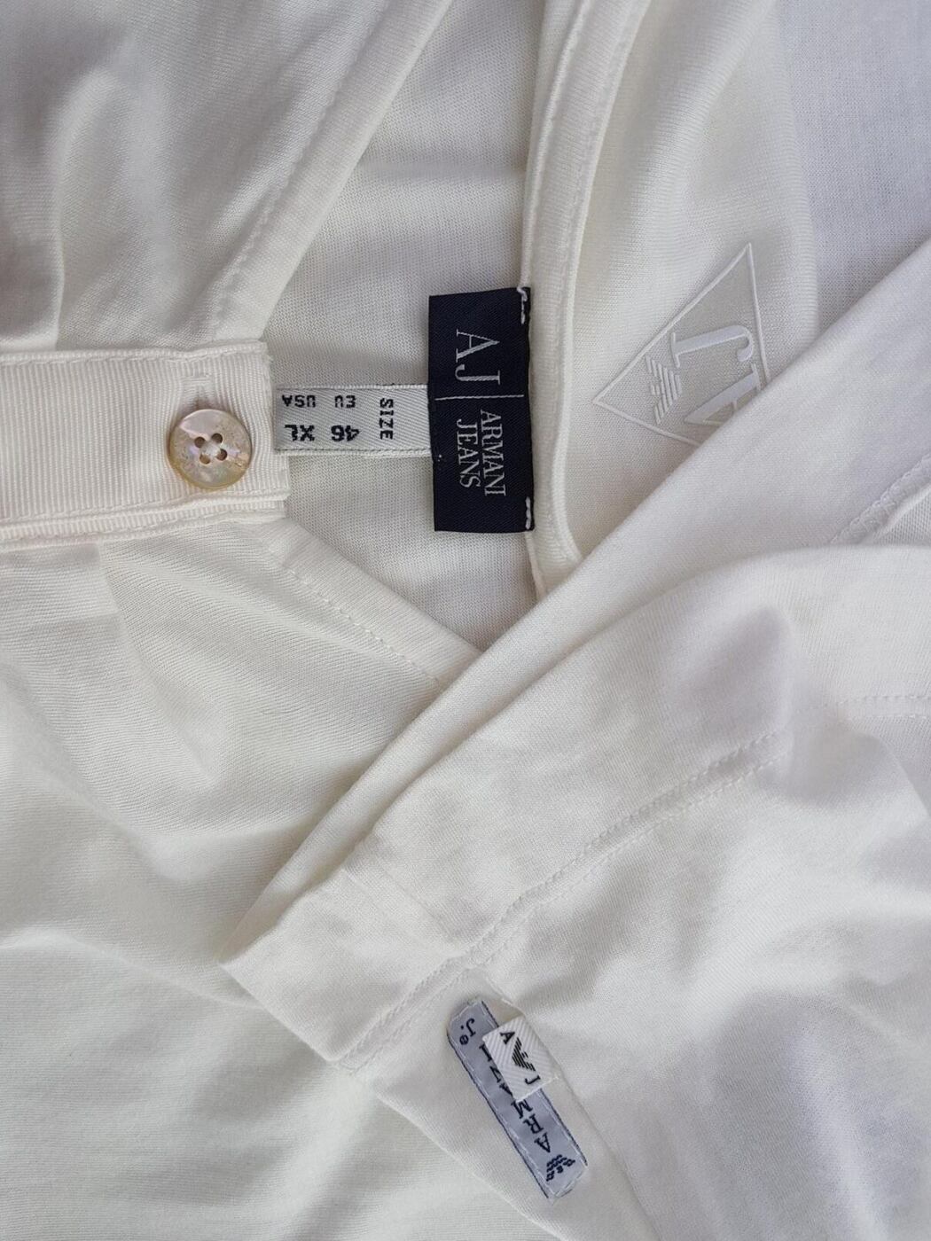 ARMANI JEANS Rozmiar 46 Kolor Biały W serek Tunika Bluzka Krótki rękaw Materiał Bawełna
