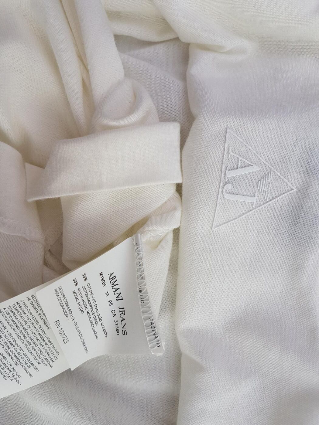 ARMANI JEANS Rozmiar 46 Kolor Biały W serek Tunika Bluzka Krótki rękaw Materiał Bawełna