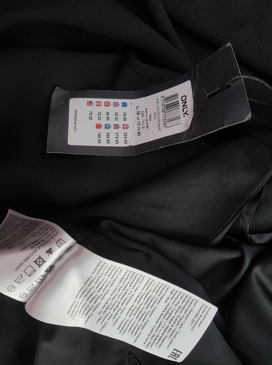 Only Rozmiar 38 Kolor Czarny Spódnica Maxi Długa
