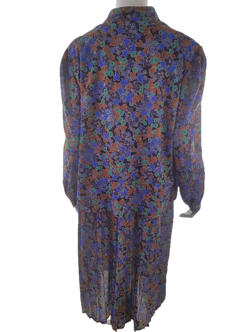 Vintage Rozmiar 48 Kolor Granatowy W serek Sukienka Maxi Długi rękaw Długa Vintage Rozmiar 48 Kolor Granatowy W serek Sukienka Maxi Długi rękaw Długa