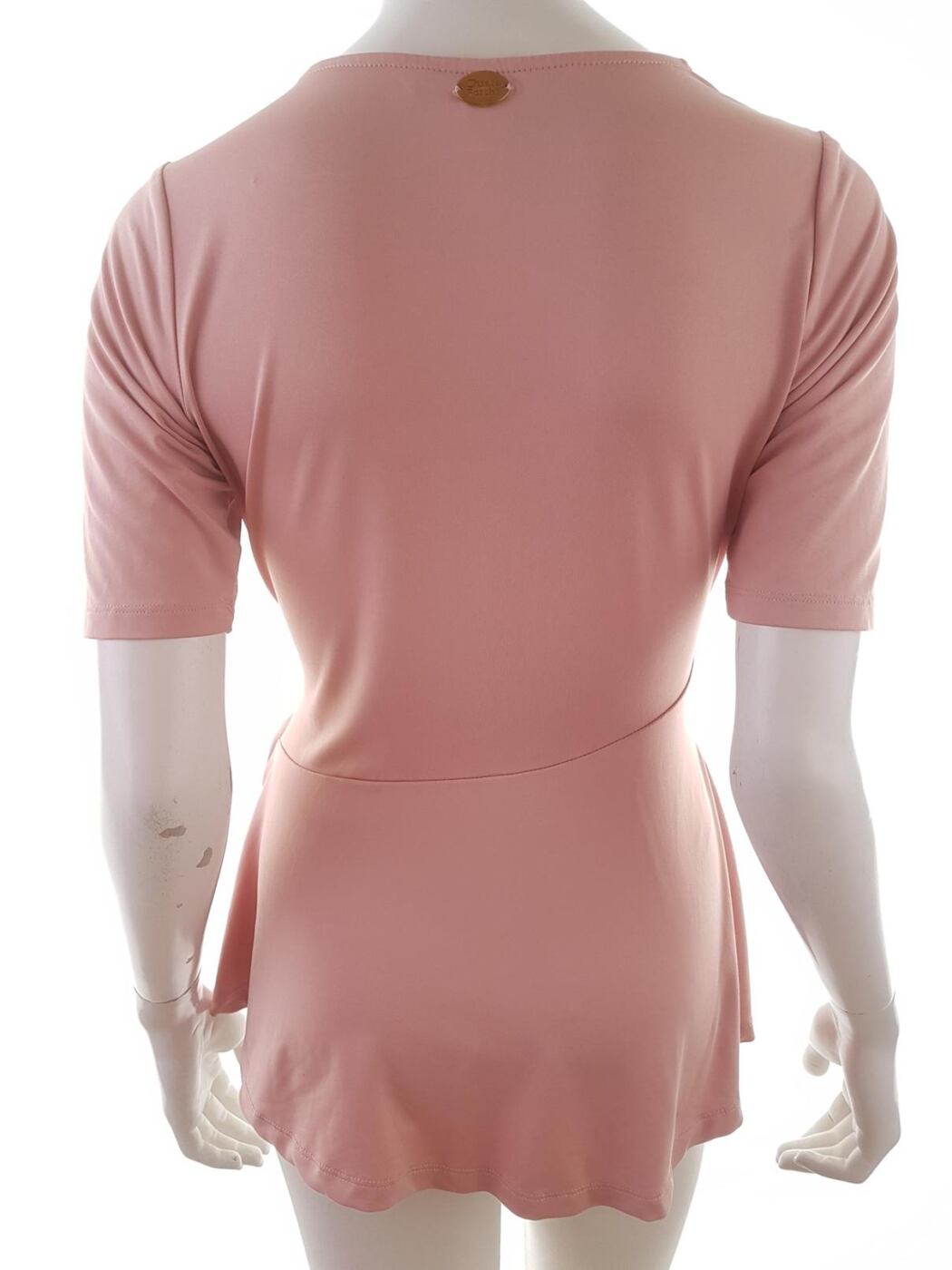 20190813_141828.jpg Chiara Forthi Milano Rozmiar S Kolor Różowy W serek Bluzka Peplum Krótki rękaw