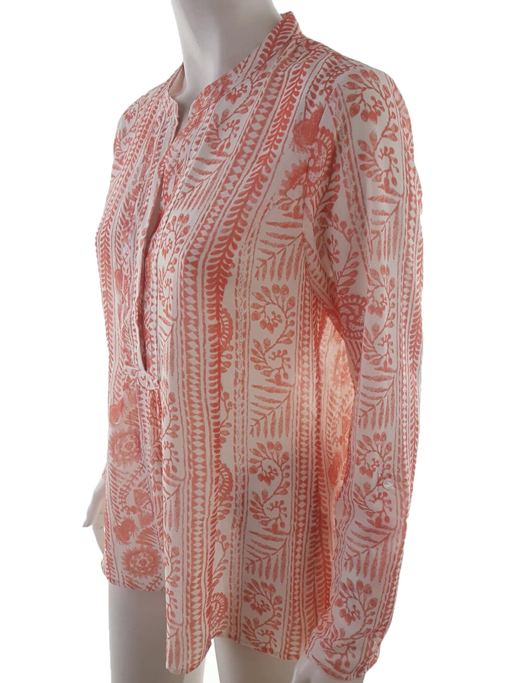 VA VITE Rozmiar 38 Kolor Czerwony Paisley Split Crew Neck Tunika Bluzka Długi rękaw