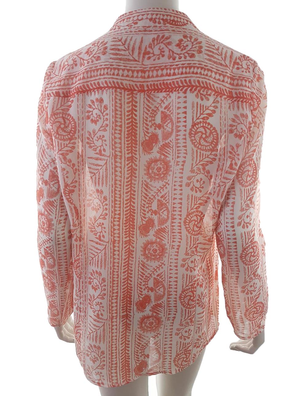 VA VITE Rozmiar 38 Kolor Czerwony Paisley Split Crew Neck Tunika Bluzka Długi rękaw