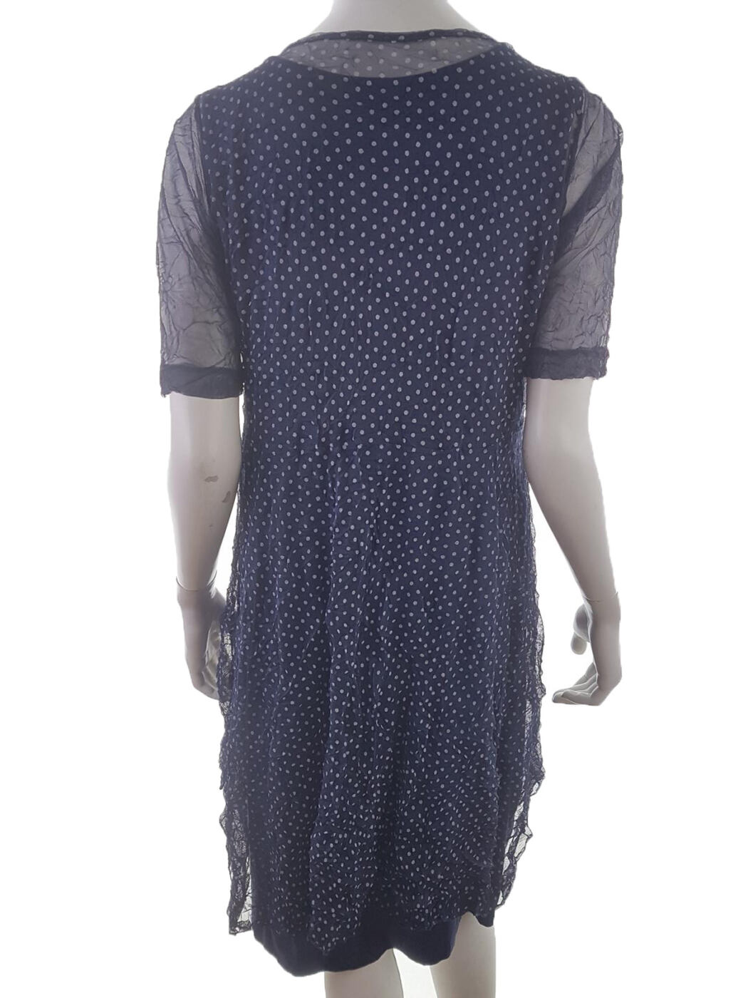 Vintage Rozmiar 40 Kolor Granatowy Okrągły dekolt Sukienka A-Line Krótki rękaw Midi Vintage Rozmiar 40 Kolor Granatowy Okrągły dekolt Sukienka A-Line Krótki rękaw Midi