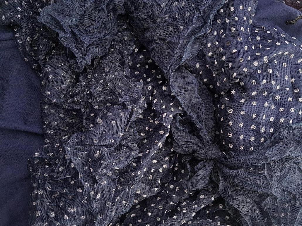 Vintage Rozmiar 40 Kolor Granatowy Okrągły dekolt Sukienka A-Line Krótki rękaw Midi Vintage Rozmiar 40 Kolor Granatowy Okrągły dekolt Sukienka A-Line Krótki rękaw Midi