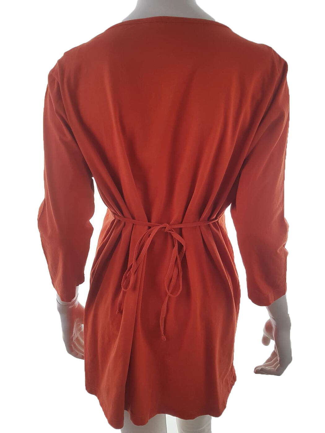 Rozmiar XL Kolor Czerwony Okrągły dekolt Sukienka Mini Rękaw 3/4 Krótka Materiał Bawełna 100% Rozmiar XL Kolor Czerwony Okrągły dekolt Sukienka Mini Rękaw 3/4 Krótka Materiał Bawełna 100%