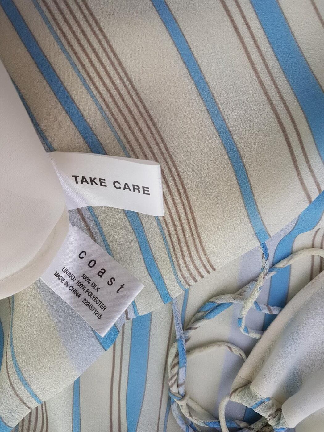 Coast Rozmiar 38(UK10) Kolor Kremowy Pasy Halter Sukienka Letnia Bezrękawnik Midi Materiał Jedwab 100%