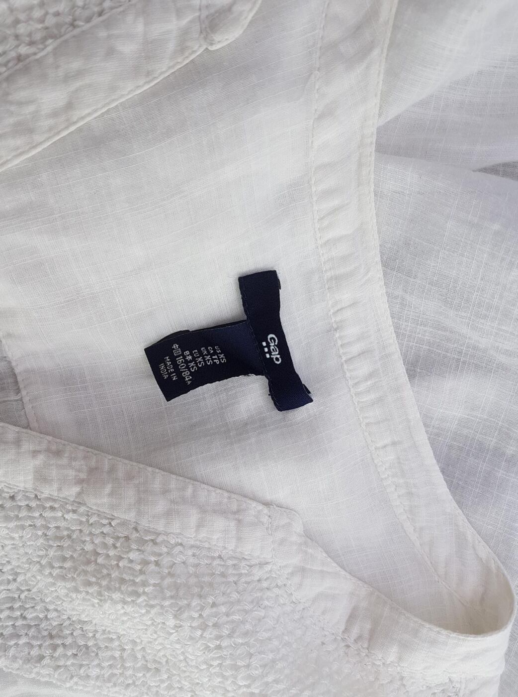 Gap Rozmiar XS Kolor Biały Split Crew Neck Bluzka Popover Guziki Długi rękaw Materiał Bawełna 100%