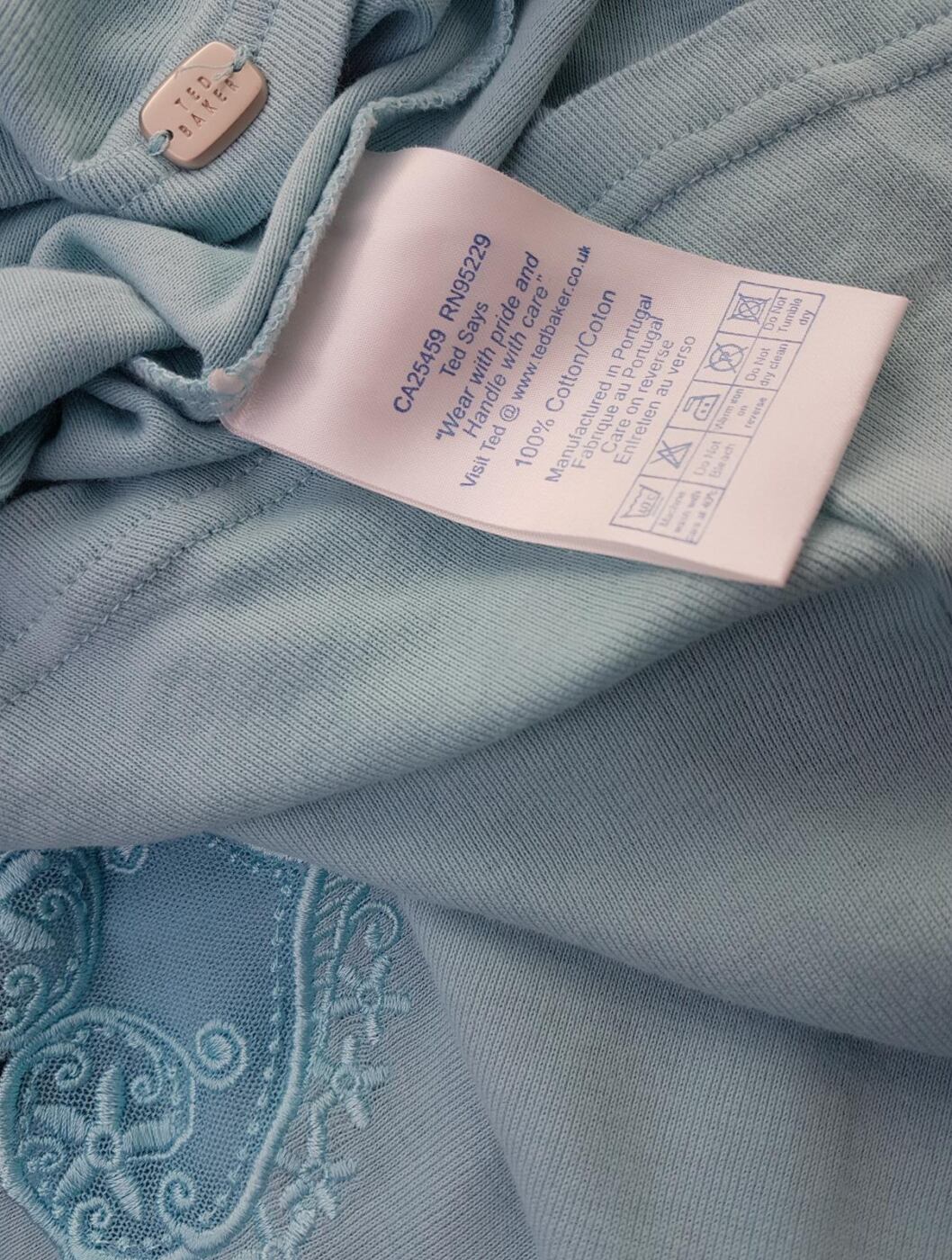 20190814_133917.jpg Ted Baker Rozmiar 34(2) Kolor Niebieski Dekolt U Bluzka Bezrękawnik Materiał Bawełna 100%