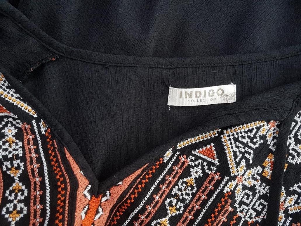 Indigo Rozmiar 42 Kolor Czarny Okrągły dekolt Tunika Bluzka Długi rękaw Materiał Wiskoza Indigo Rozmiar 42 Kolor Czarny Okrągły dekolt Tunika Bluzka Długi rękaw Materiał Wiskoza