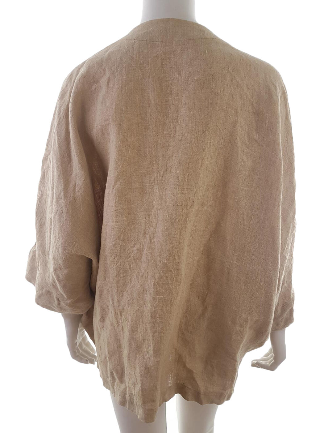 Vintage Rozmiar 50 Kolor Beżowy Split Crew Neck Tunika Bluzka Otwarta Rękaw 3/4 Vintage Rozmiar 50 Kolor Beżowy Split Crew Neck Tunika Bluzka Otwarta Rękaw 3/4