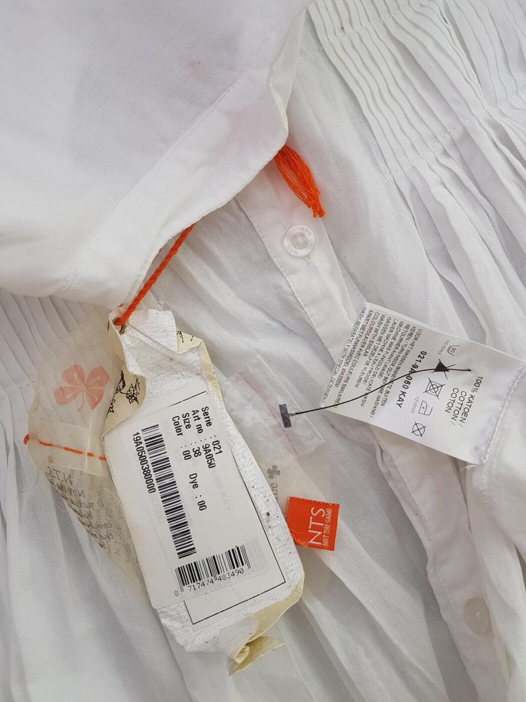 NTS Rozmiar 38 Kolor Biały Kołnierz Tunika Zapinana Bluzka Długi rękaw Materiał Bawełna 100% NTS Rozmiar 38 Kolor Biały Kołnierz Tunika Zapinana Bluzka Długi rękaw Materiał Bawełna 100%