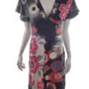 DESIGUAL Rozmiar XS Kolor Czarny W serek Sukienka Sheath Krótki rękaw Midi Materiał Bawełna 100%