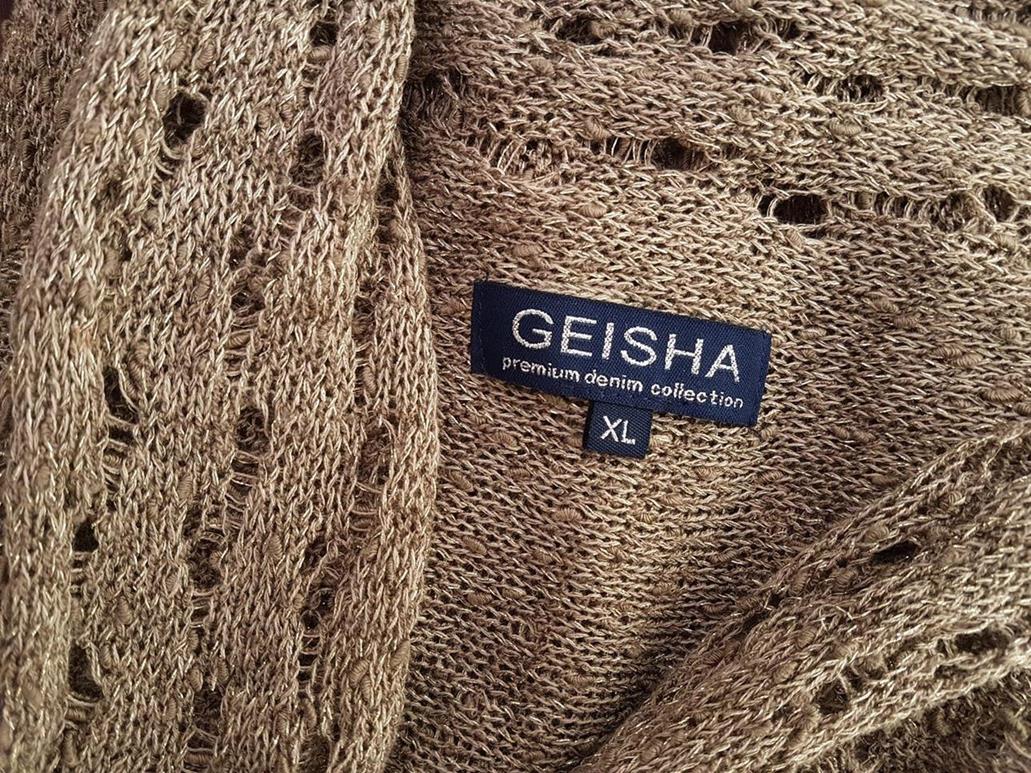20190819_133417.jpg Geisha Rozmiar XL Kolor Brązowy W serek Długi Otwarty Kardigan Długi rękaw Materiał Akryl Otwarta dzianina