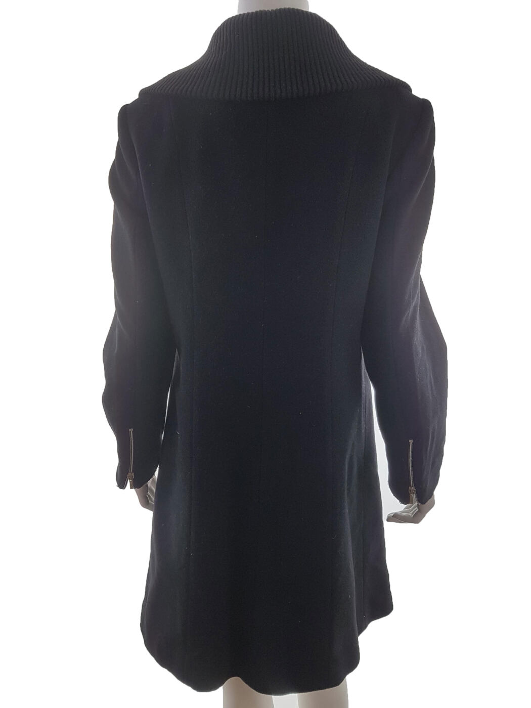 Concept Knitwear Rozmiar 38 Kolor Czarny Płaszcz Długi rękaw Materiał Dziewicza Wełna