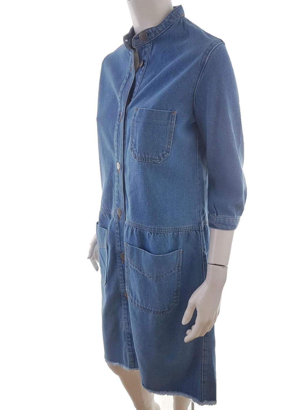 Iben Rozmiar XS Kolor Niebieski Kołnierz Sukienka Sheath Rękaw 3/4 Do Kolan Materiał Bawełna 100% Iben Rozmiar XS Kolor Niebieski Kołnierz Sukienka Sheath Rękaw 3/4 Do Kolan Materiał Bawełna 100%