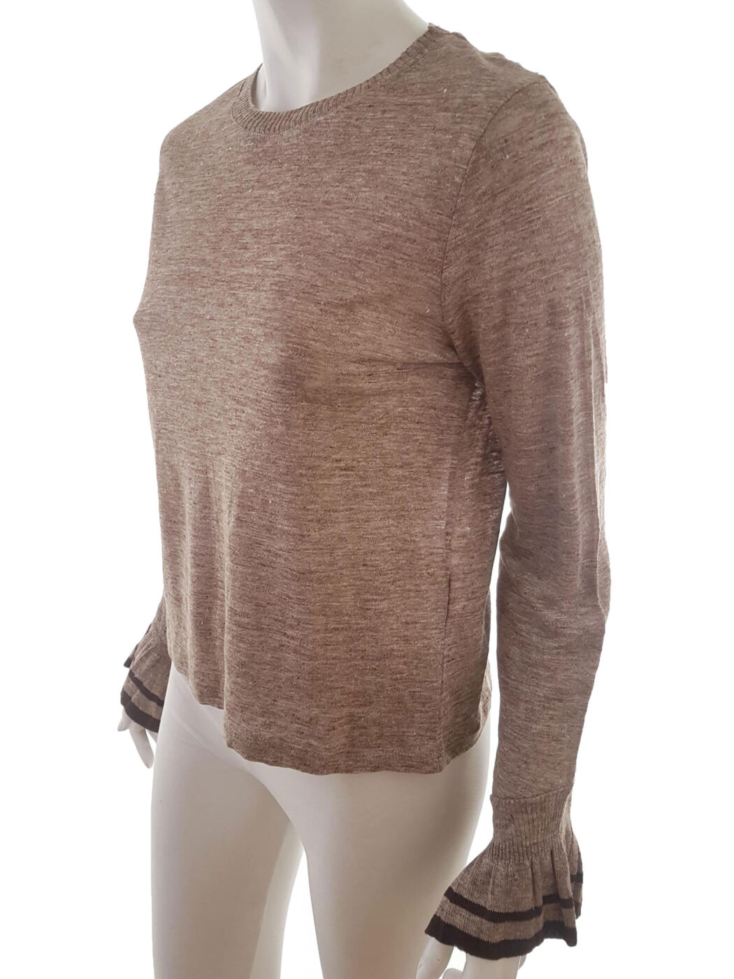 20190820_120920.jpg Zara Rozmiar M Kolor Brązowy Crew Neck Sweter Długi rękaw Materiał Len 100%