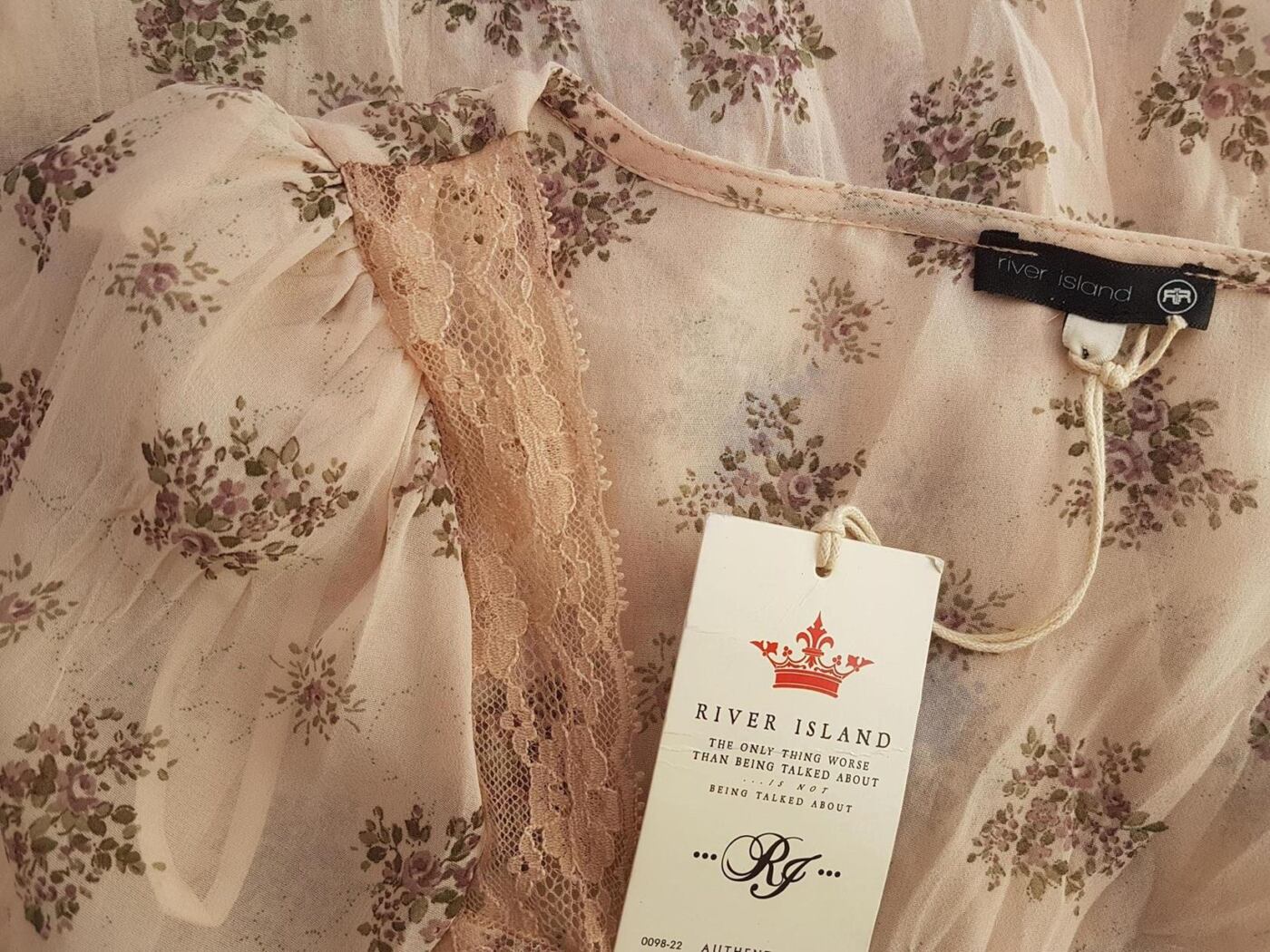 River island Rozmiar 34 Kwadratowy dekolt Bluzka Zapinana Długi rękaw