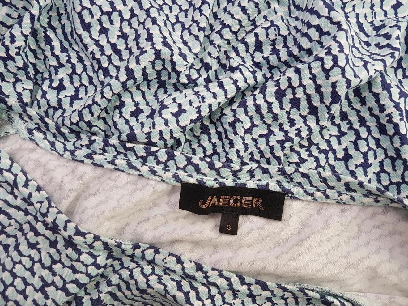 Jaeger Rozmiar S Kolor Niebieski Okrągły dekolt Sweter Rękaw 3/4 Materiał Wiskoza