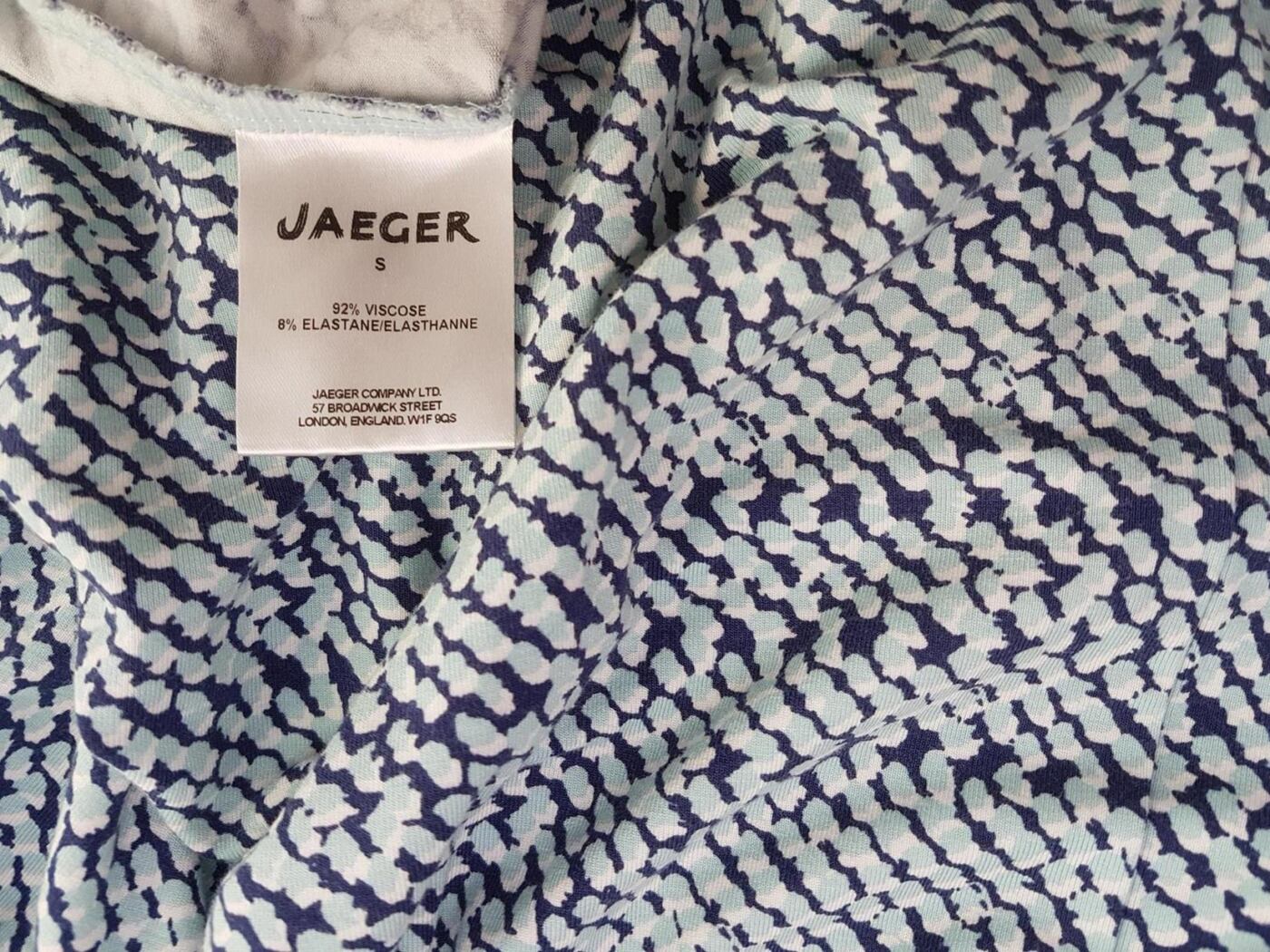 Jaeger Rozmiar S Kolor Niebieski Okrągły dekolt Sweter Rękaw 3/4 Materiał Wiskoza