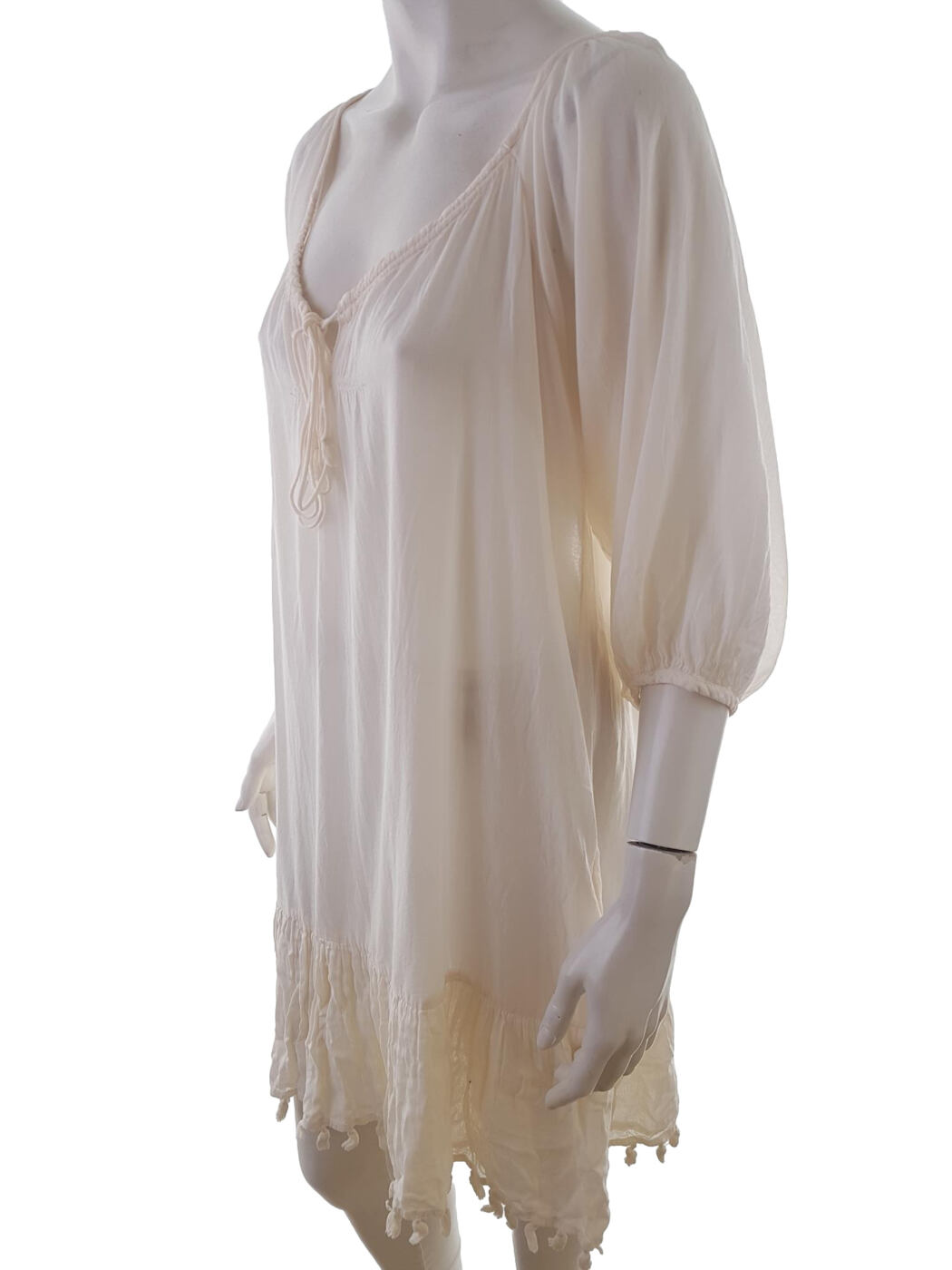 BY MALENE BIRGER Rozmiar 36 Kolor Kremowy Keyhole Crew Neck Sukienka Prostokątna Rękaw 3/4 Do Kolan BY MALENE BIRGER Rozmiar 36 Kolor Kremowy Keyhole Crew Neck Sukienka Prostokątna Rękaw 3/4 Do Kolan