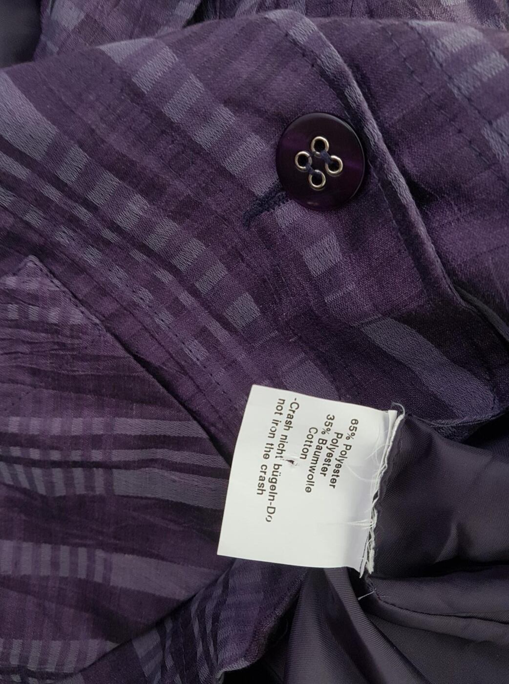 Ambiance Rozmiar XL Kolor Fioletowy Krata Kołnierz Żakiet z zapięciem Rękaw 3/4