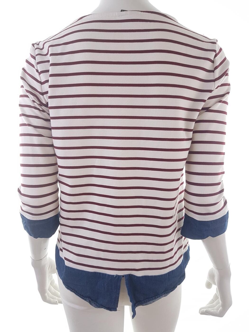 20190828_102243.jpg Vila Rozmiar S Kolor Kremowy Pasy Crew Neck Bluzka Rękaw 3/4