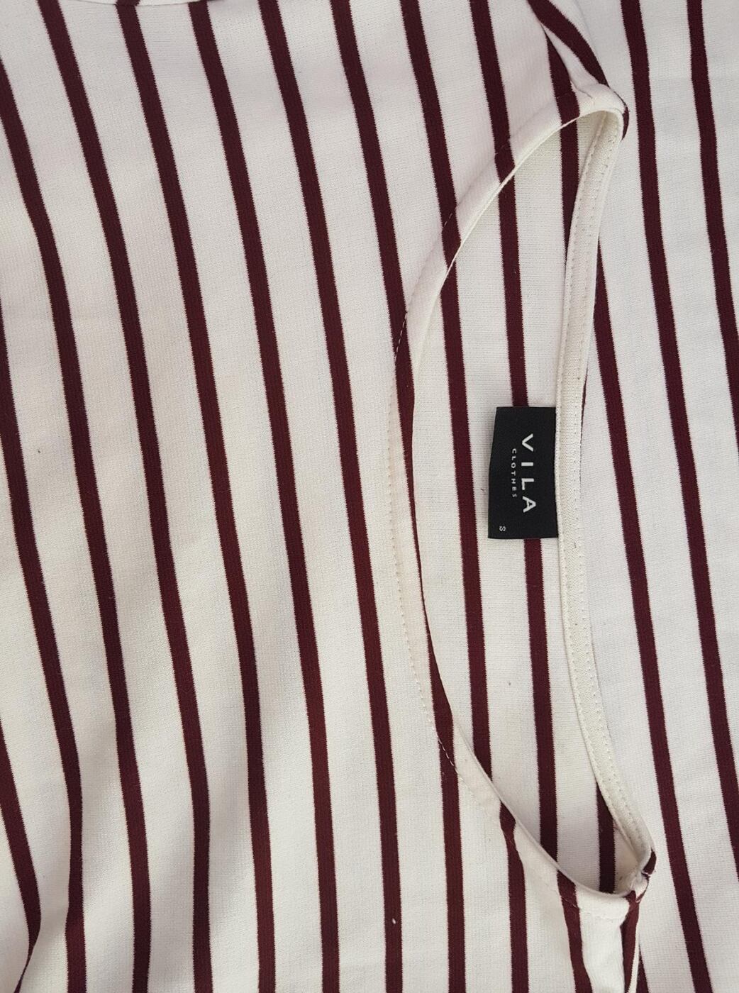 20190828_102324.jpg Vila Rozmiar S Kolor Kremowy Pasy Crew Neck Bluzka Rękaw 3/4