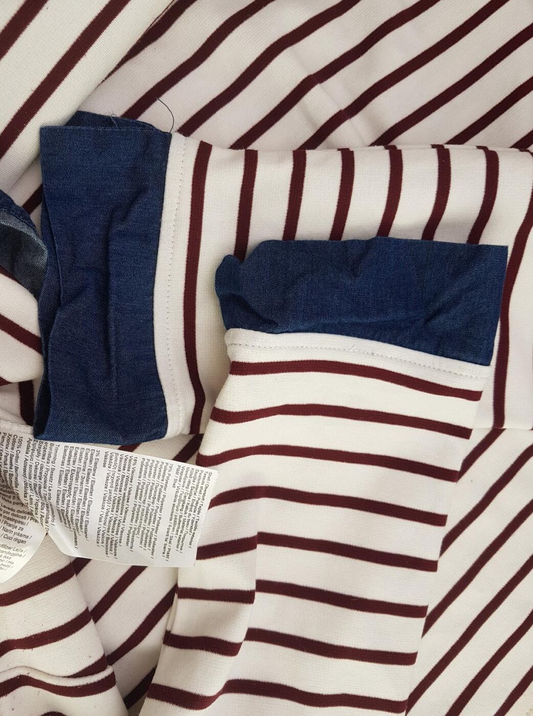 20190828_102536.jpg Vila Rozmiar S Kolor Kremowy Pasy Crew Neck Bluzka Rękaw 3/4