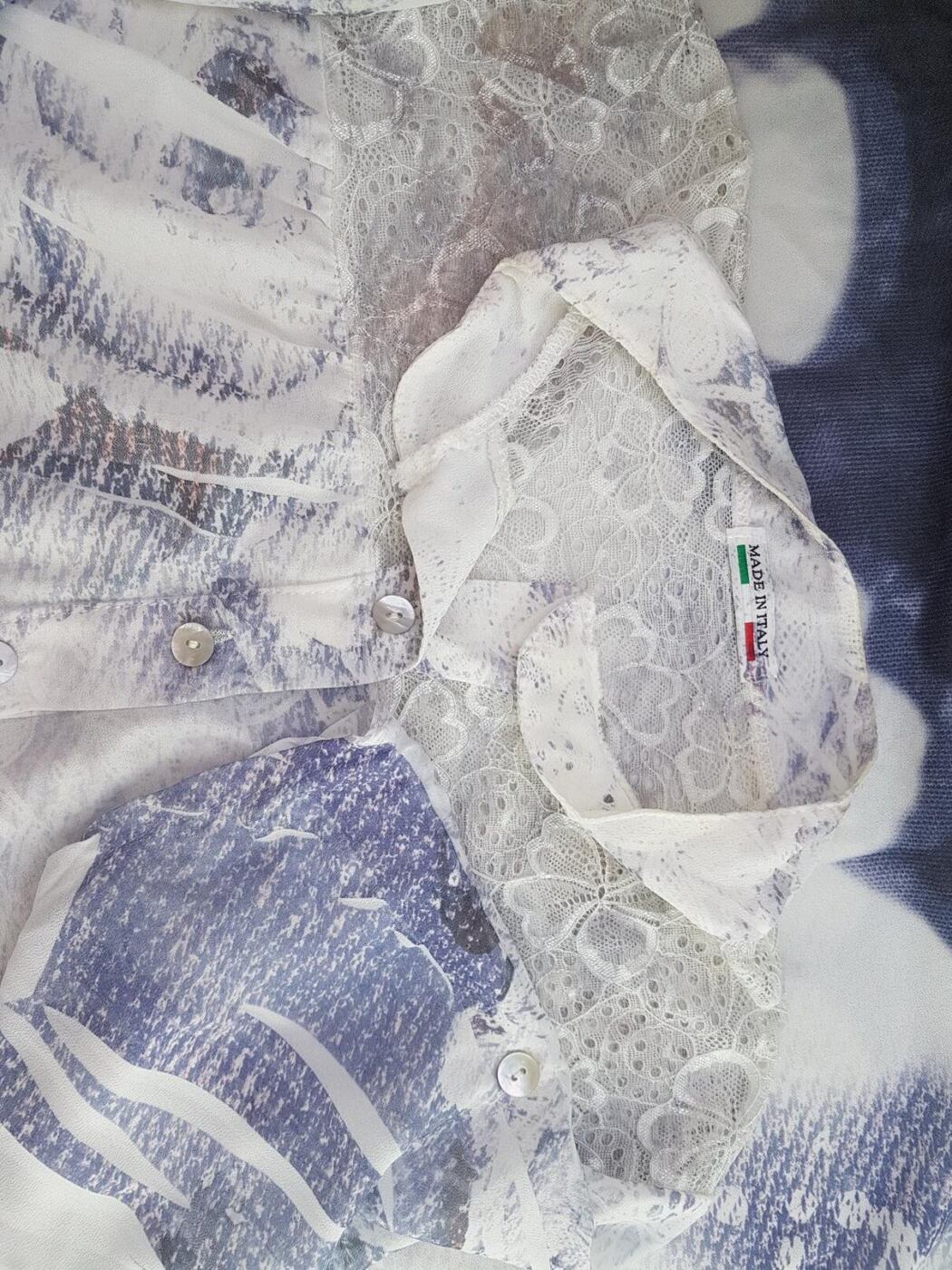 Made in Italy Rozmiar 44 Kolor Biały Kołnierz Tunika Popover Bluzka Krótki rękaw Made in Italy Rozmiar 44 Kolor Biały Kołnierz Tunika Popover Bluzka Krótki rękaw