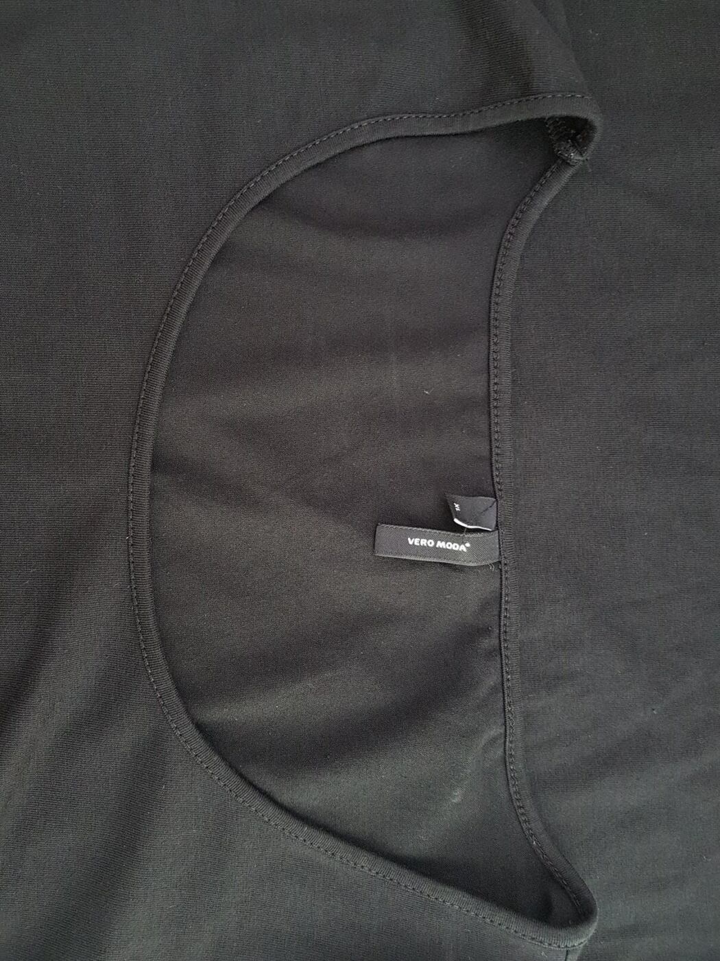Vero moda Rozmiar XL Kolor Czarny Okrągły dekolt Sukienka Mini Długi rękaw Krótka Materiał Bawełna