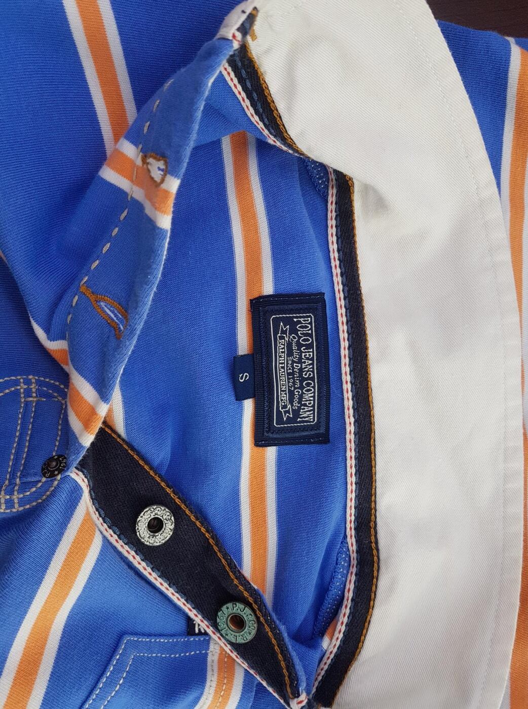 20190828_151911.jpg Ralph Lauren Polo Jeans Company Rozmiar S Kolor Niebieski Pasy Kołnierz Koszulka Polo Długi rękaw Materiał Bawełna 100%