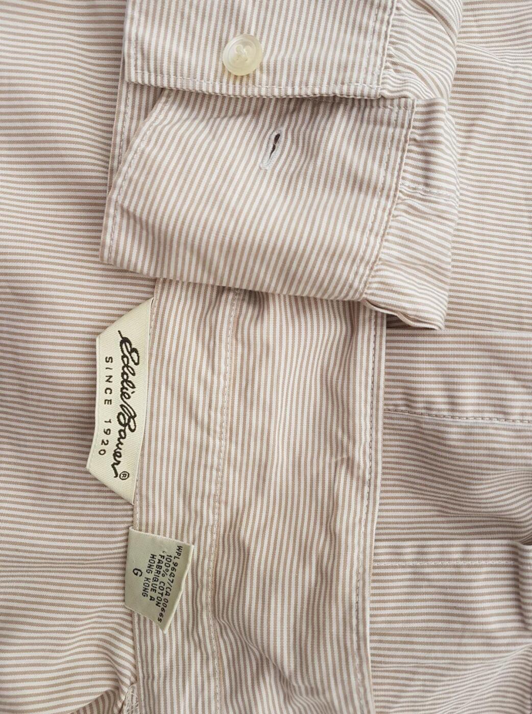20191112_163153.jpg Eddie Bauer Rozmiar L Kolor Beżowy Pasy Kołnierz Koszula Zapinana Bluzka Długi rękaw Materiał Bawełna