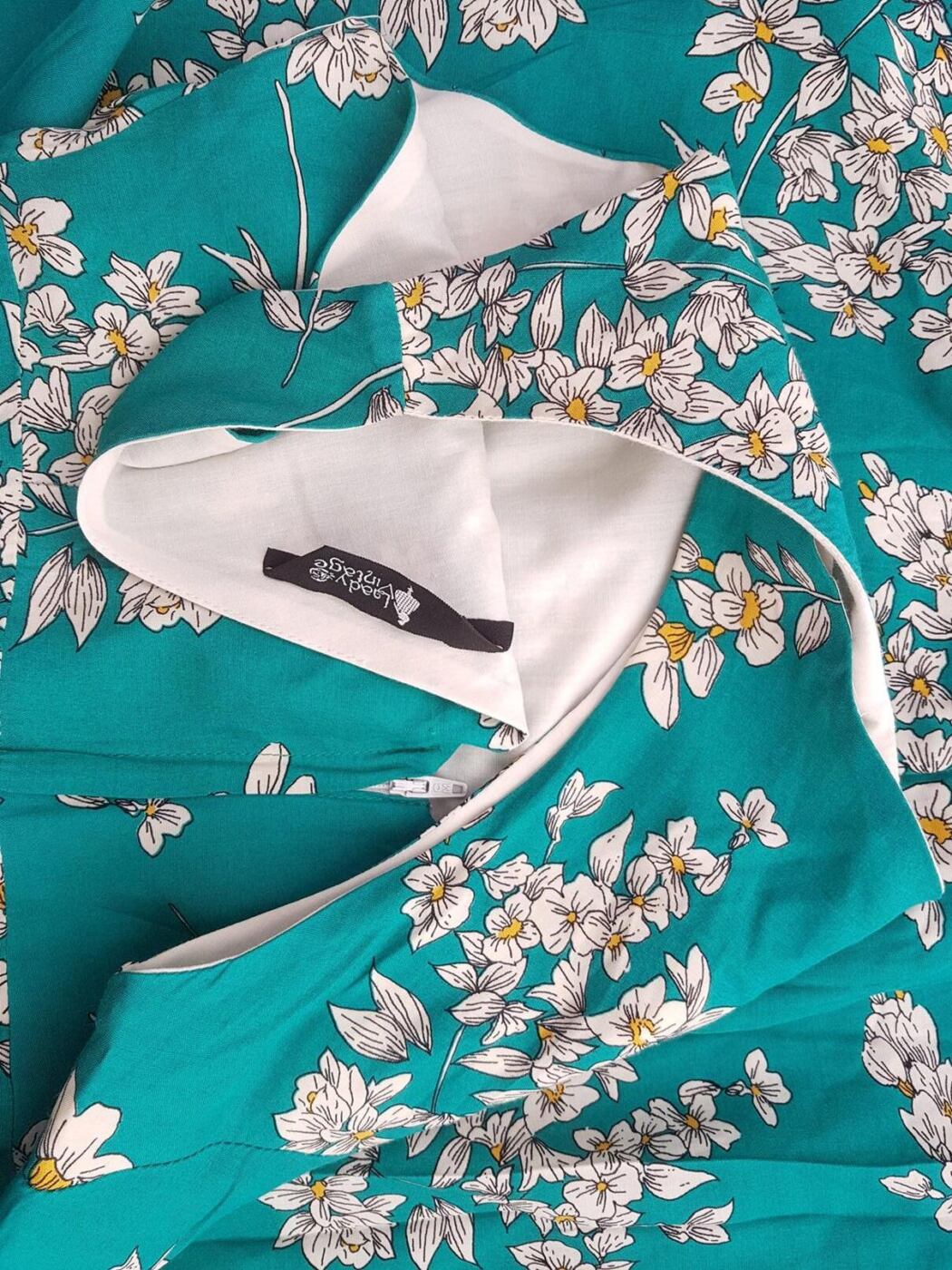 Lady Vintage Rozmiar 38 Kolor Zielony W łódkę Sukienka Letnia Bezrękawnik Midi Lady Vintage Rozmiar 38 Kolor Zielony W łódkę Sukienka Letnia Bezrękawnik Midi